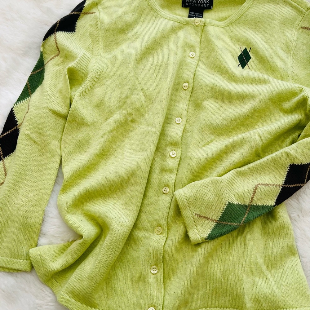 Lime green New York & company medium cardigan